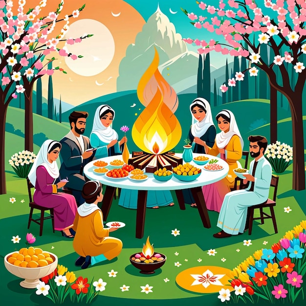 Ilustración vectorial plana del día de nowruz