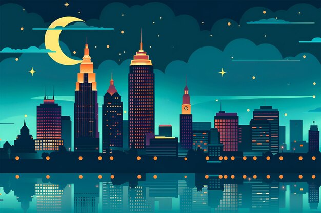 Foto una ilustración vectorial plana del horizonte de la ciudad de cleveland, ohio