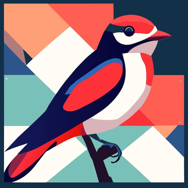 Ilustración vectorial plana de pájaro picabayas de dos colores 2
