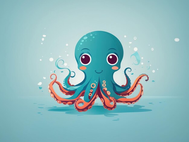 Ilustración vectorial plana de un pulpo lindo