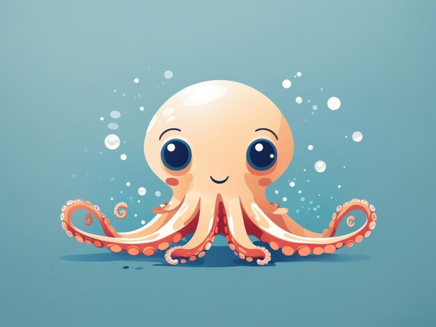 Ilustración vectorial plana de un pulpo lindo