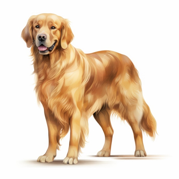 Ilustración vectorial precisa y realista del perro golden retriever