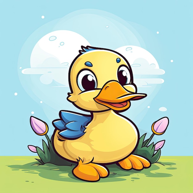 Foto esta ilustración vectorial presenta un adorable icono de pato con colores vibrantes