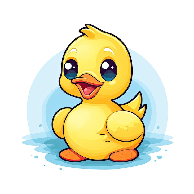 Esta ilustración vectorial presenta un adorable icono de pato con colores vibrantes