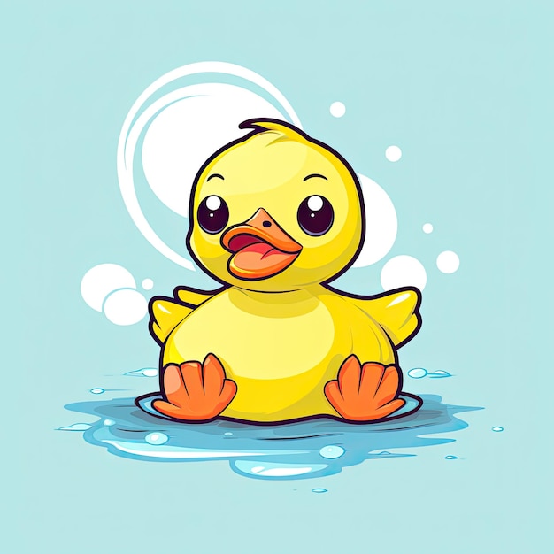 Foto esta ilustración vectorial presenta un adorable icono de pato con colores vibrantes