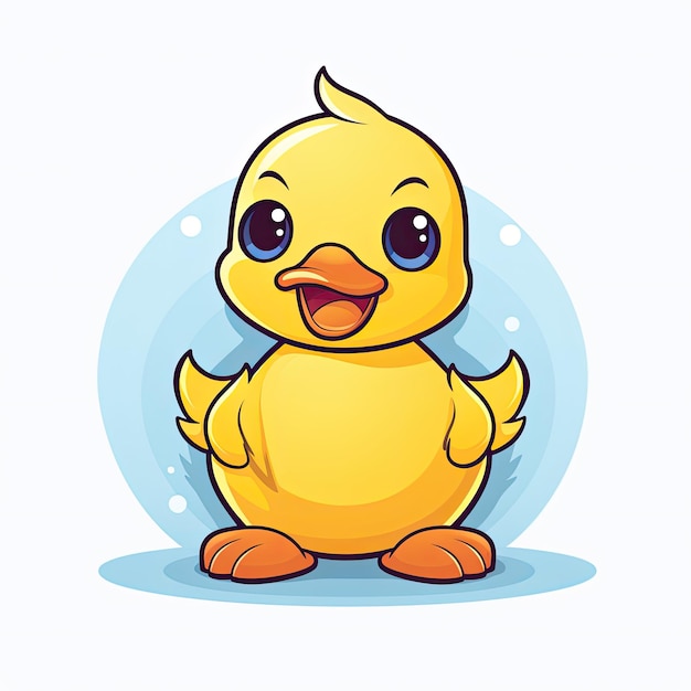 Esta ilustración vectorial presenta un adorable icono de pato con colores vibrantes