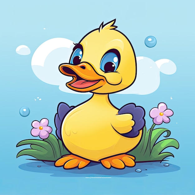 Foto esta ilustración vectorial presenta un adorable icono de pato con colores vibrantes