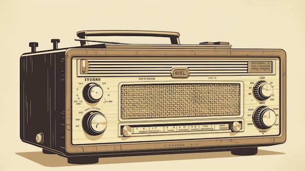 Ilustración vectorial de radio para arte de pared moderno o minimalista