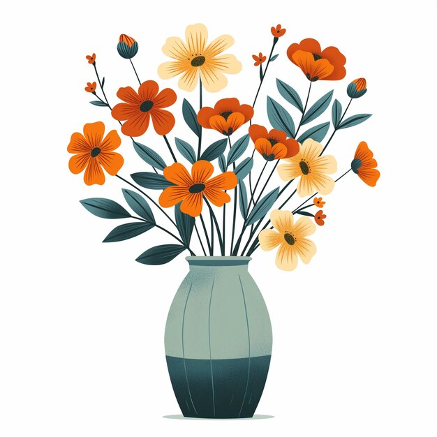 Ilustración vectorial de un ramo de flores silvestres en un jarrón