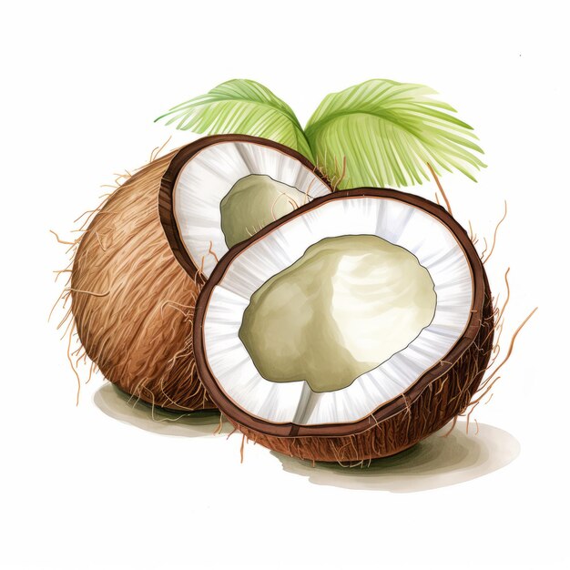 Ilustración vectorial realista de acuarela de coco con comentarios sociales