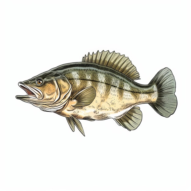 Ilustración vectorial realista de peces de boca grande para murales y arte de pared