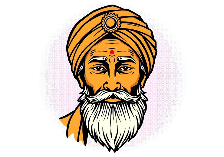 Foto ilustración vectorial del retrato de guru nanak en un fondo transparente