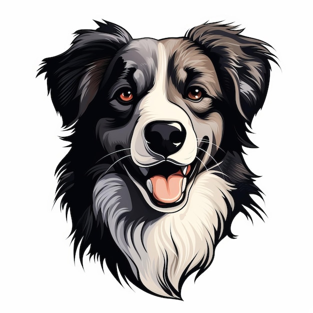 Ilustración vectorial del retrato del perro Border Collie