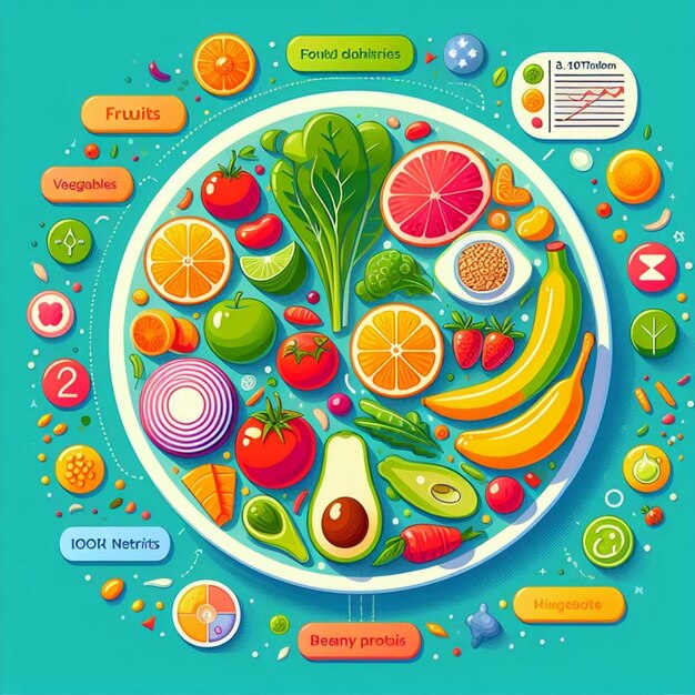 Foto ilustración vectorial de la salud y la nutrición