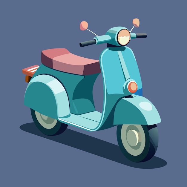 Ilustración vectorial de scooter de colores en un fondo sólido Ilustración vectoria de un scooter clásico