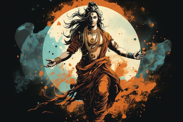 Ilustración vectorial del Señor Shiva en una danza cósmica generada por Ai