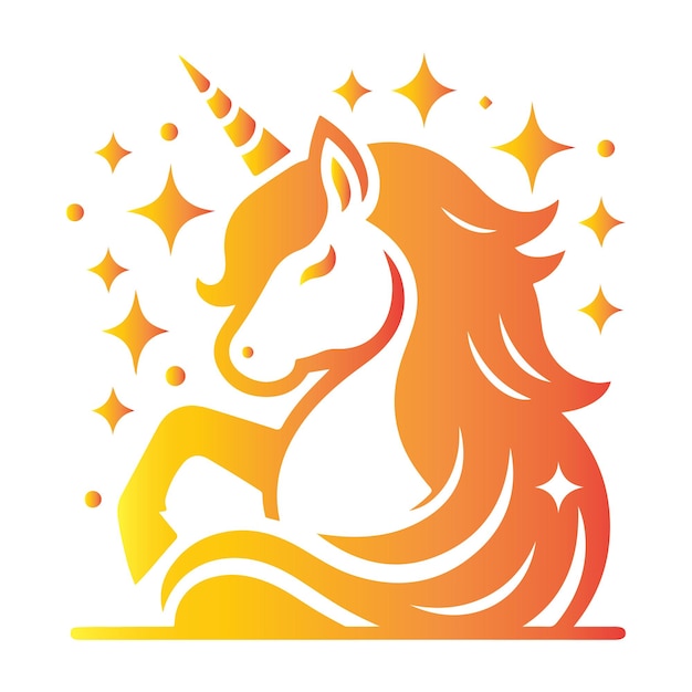 Ilustración vectorial de la silueta del arte de la línea de unicornio