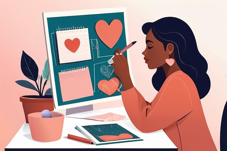 Foto ilustración vectorial de la tabla de visión de amor propio