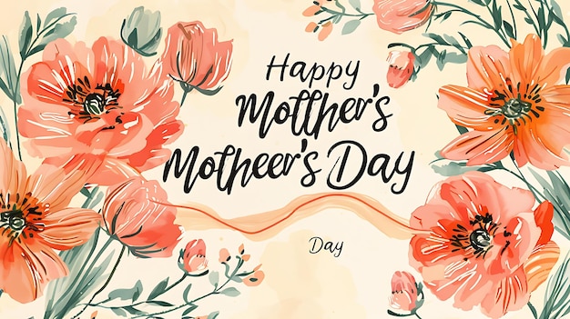 Ilustración vectorial de la tarjeta de celebración del Día de la Madre con una niña joven y un papel rosa ascendente H
