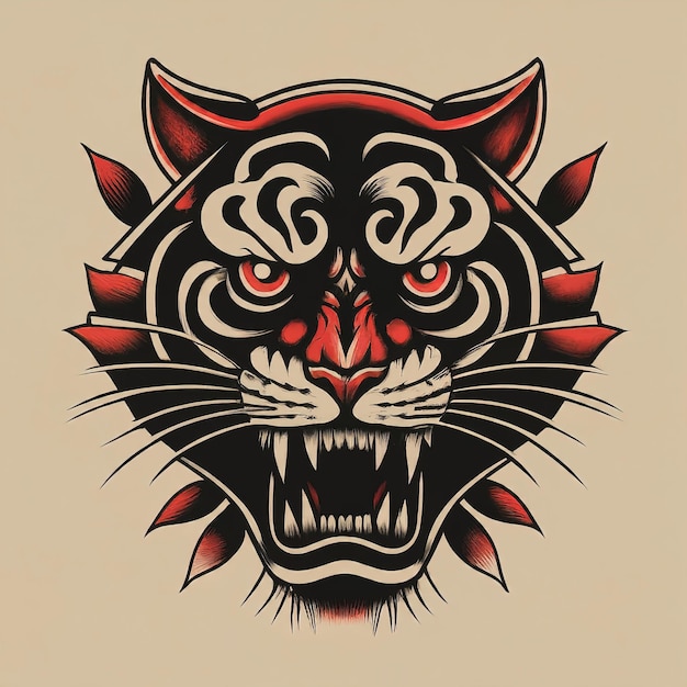 Ilustración vectorial del tatuaje del tigre