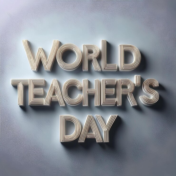 Foto ilustración vectorial del texto del día mundial de los maestros con efecto editable en 3d
