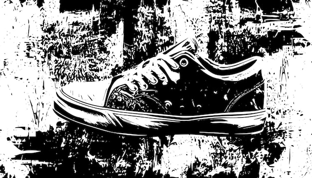 Ilustración vectorial de textura grunge de zapatos para carteles de zapatillas de deporte