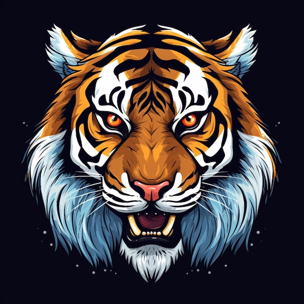 Ilustración vectorial de tigre 2d en fondo blanco en HD