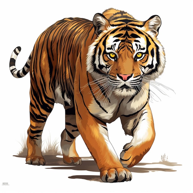 Ilustración vectorial de tigre 2d en fondo blanco en HD