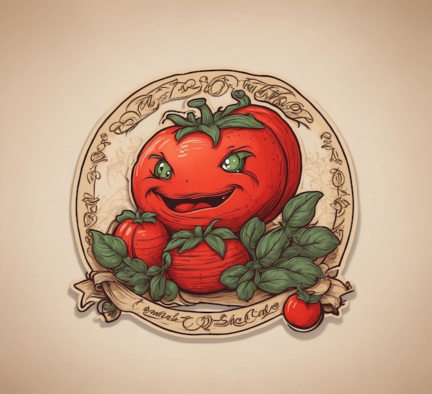 Ilustración vectorial de tomate con salsa de tomate Tomate dibujado a mano con sauce de tomate