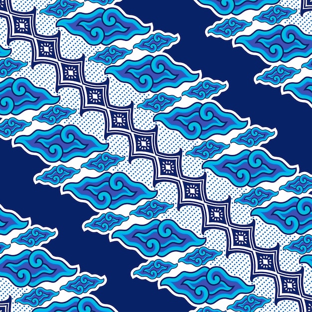 Ilustración vectorial tradicional del ornamento indonesio batik Mega Mendung 2