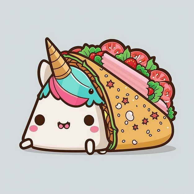 Ilustración vectorial de Unicornio Taco