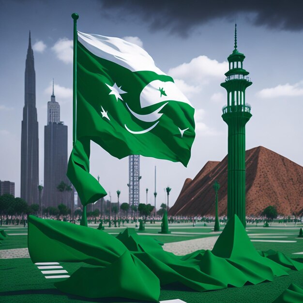 ilustración vectorial vacaciones el 14 de agosto es el día de la independencia de Pakistán colores verdes simbólicos