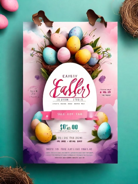 Foto ilustración vectorial de las vacaciones de pascua flyer banner post design