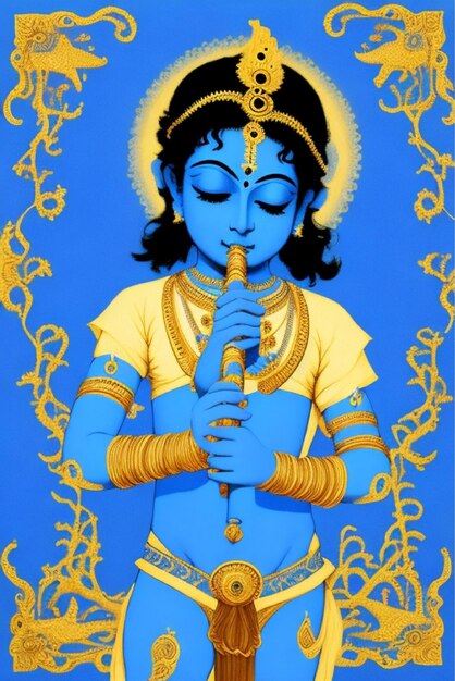 Ilustración vectorial vectorial de shree krishna para el janmashtami