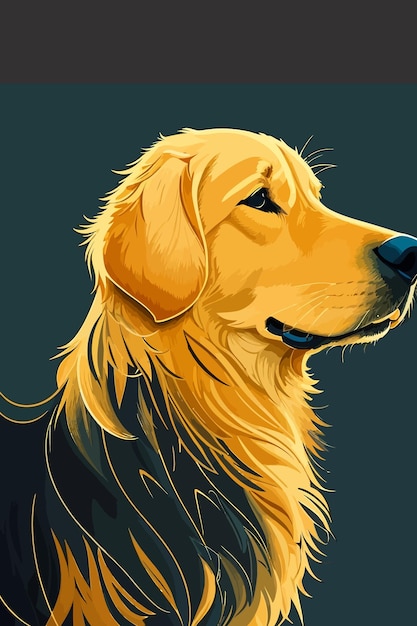 Ilustración vectorial vibrante y conmovedora del Golden Retriever bellamente aislada en un dorso blanco