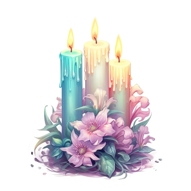 ilustración de velas acuarela