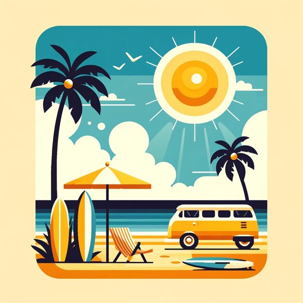 Ilustración de verano plano