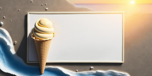 Foto ilustración de verano soleado y audaz con helado ai generativa