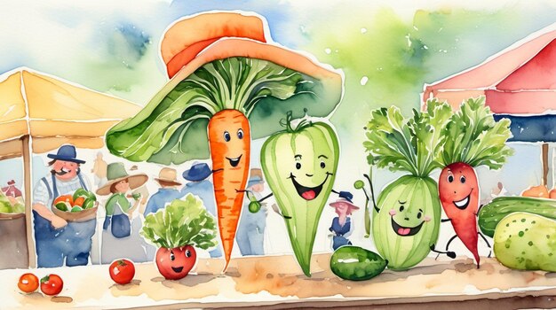 Ilustración de las verduras felices