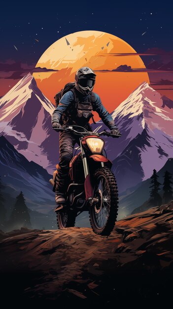 Ilustración de un viaje de aventura en motocross