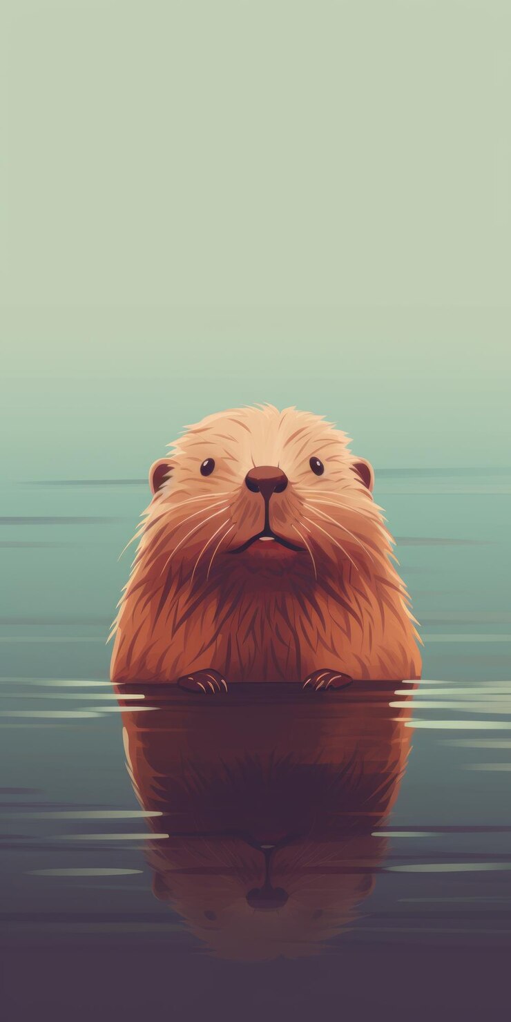 Foto ilustración vibrante del castor con retratos realistas de animales
