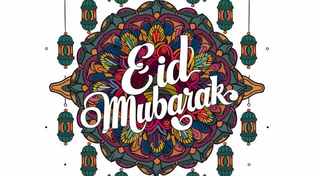 Foto una ilustración vibrante e intrincada de un mandala de eid mubarak