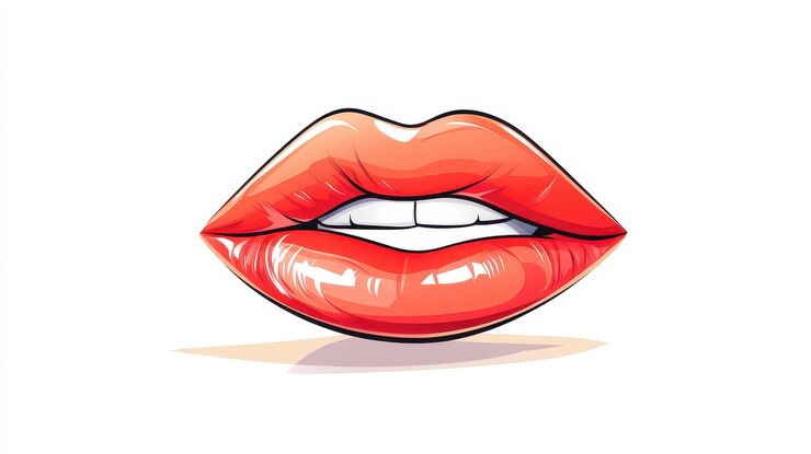 Foto una ilustración vibrante que muestra una boca de mujer estilizada con llamativos labios rojos y lengua juguetona