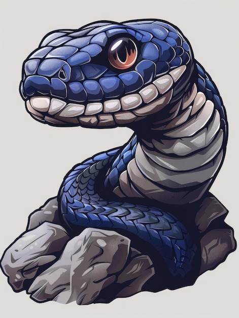 Ilustración vibrante de una serpiente azul