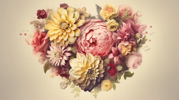 Una ilustración vintage de flores con el título 'vintage'