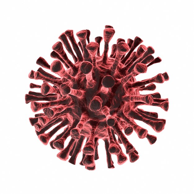 Ilustración del virus coronavirus covid-19 aislado en negro. Representación 3d