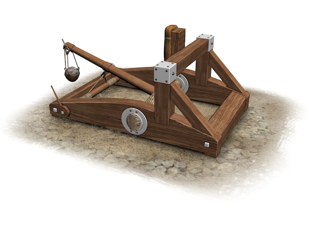 Ilustración de visualización 3d de catapulta balista