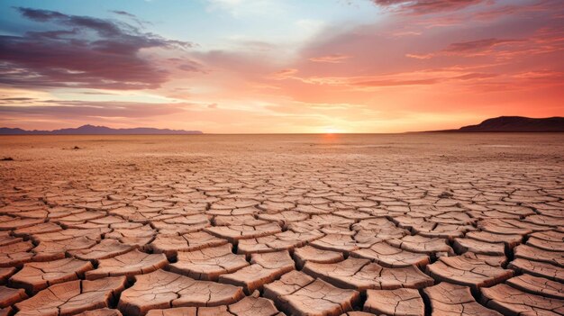 Ilustración vívida del impacto del cambio climático una tierra seca llena de grietas