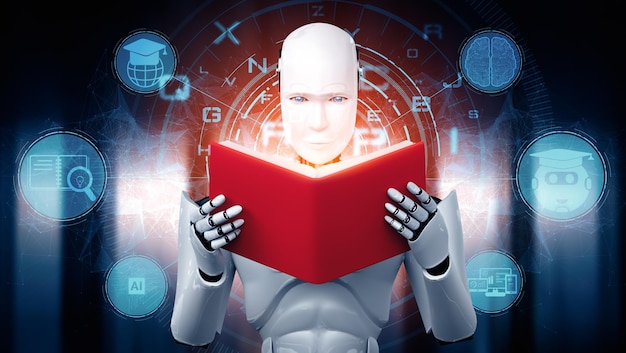 Ilustración de Xai d de un libro de lectura humanoide robot