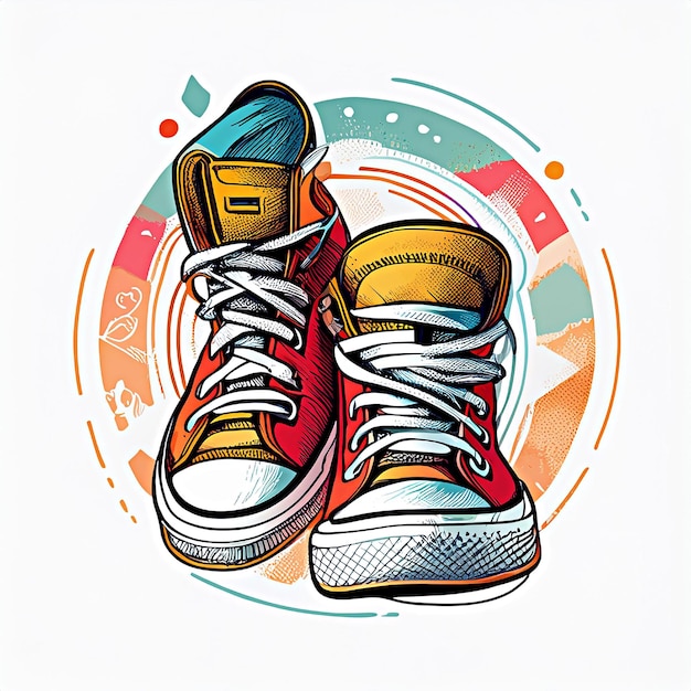 Ilustración de zapatillas para camiseta Par de zapatos de estilo universitario